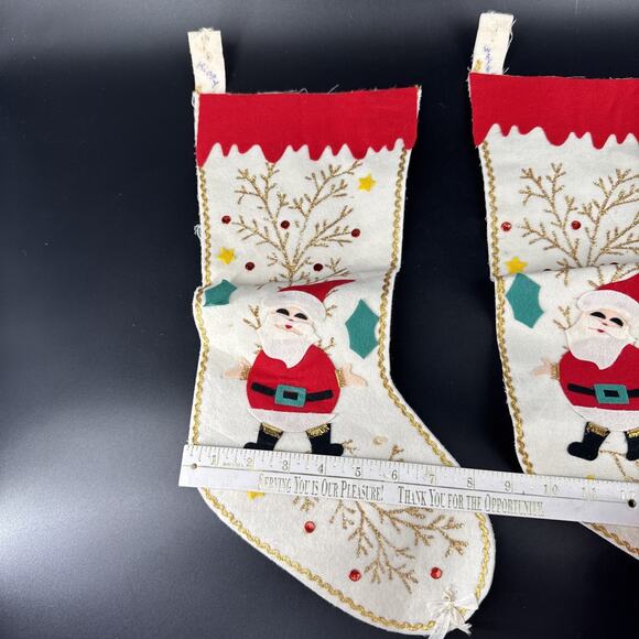 MCM Christmas Stocking Santa Claus Felt Applique Made In Japan 1950s Holiday Lot - Picture 11 of 15